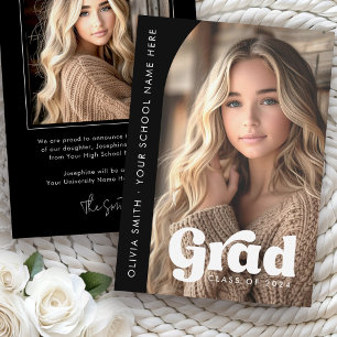 Faire-part Arc photo noir retro grade graduation