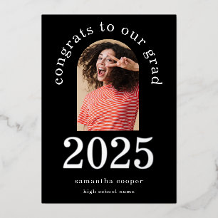 Faire-part Arch Photo Grad 2025 Silver Foil