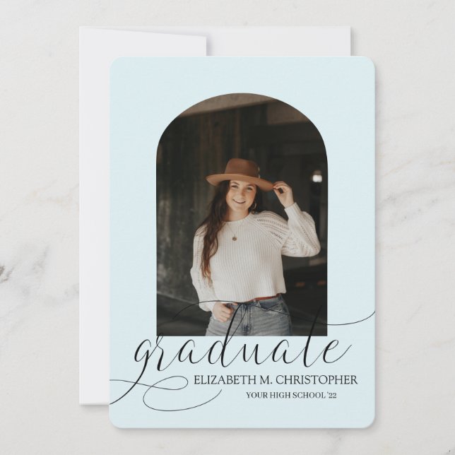 Faire-part Arche Bleue Chic 5 Photo Collage Graduation (Devant)