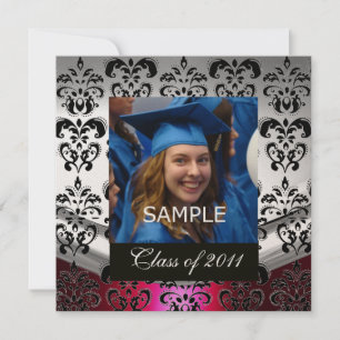 Faire-part ARGENT, BLACK DAMASK GRADUM MONOGRAM Champagne