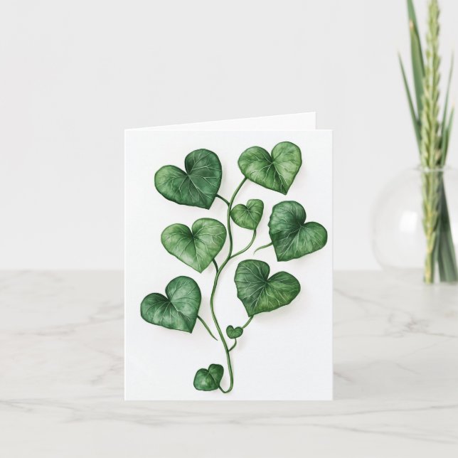 Faire-part Art numérique à l'aquarelle Cœurs verts (Devant)