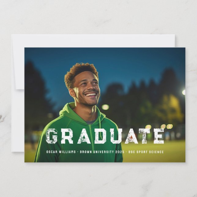Faire-part Athlète masculin Sport Bold Graduation 1-Photo (Devant)