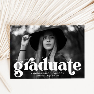 Faire-part Audacieuse Typographie blanc Diplôme photo