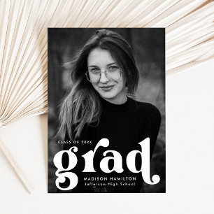 Faire-part Audacieuse Typographie blanc Diplôme photo