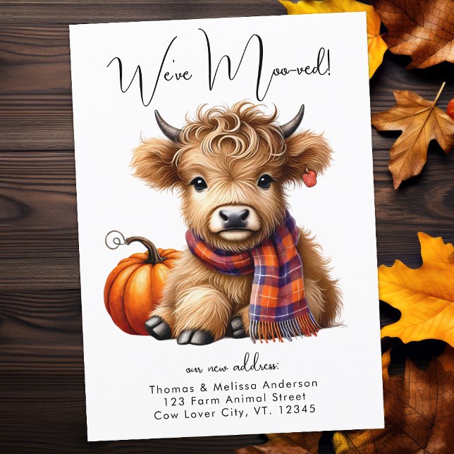 Faire-part Automne Nous avons déménagé Highland Cow Nouvelle  (Créateur téléchargé)