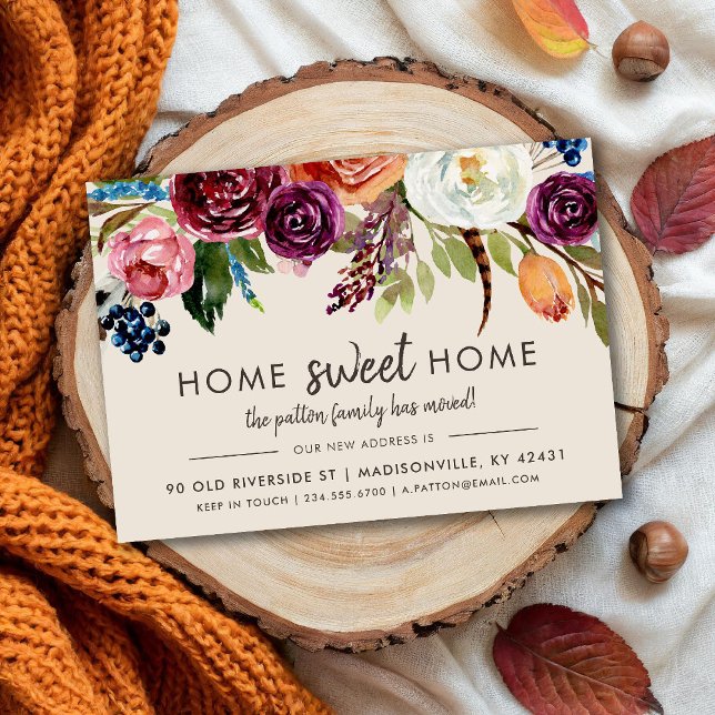 Faire-part Autumn Boho Blooms Nouvelle adresse Moving Faire-p (Créateur téléchargé)