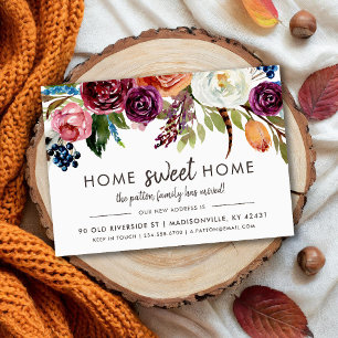 Faire-part Autumn Boho Blooms Nouvelle adresse Moving Faire-p
