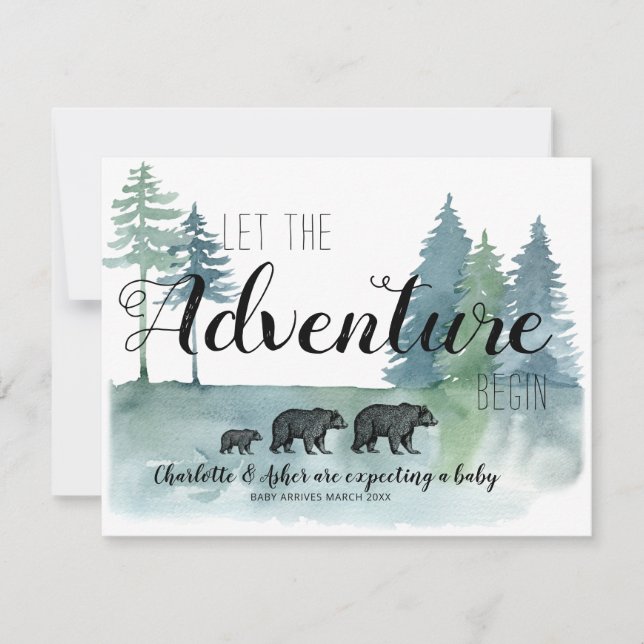 Faire-part Aventure Russe Aquarelle Ours Grossesse (Devant)