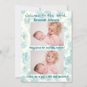 Faire-part Baby Boy avec frère Arrivée nouvelle