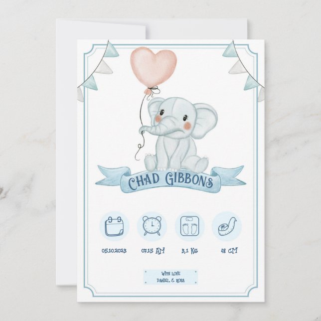 Faire-part Baby Boy Birth Announcement (Devant)