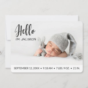 Faire-part Baby boy Hello superposition photo moderne minimal