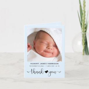 Faire-part Baby Boy Photo Merci bleu naissance