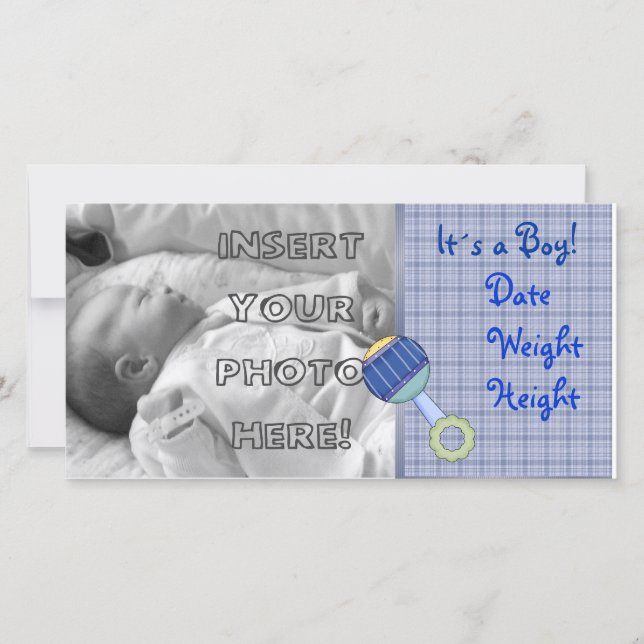 Faire-part Baby Boy Rattle (Devant)