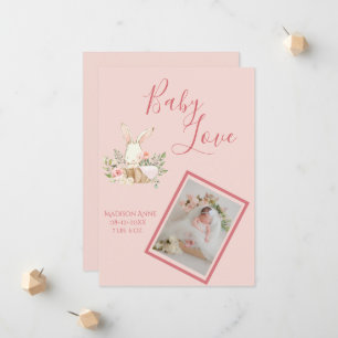 Faire-part Baby Girl Pink Script mignonne Élégant bébé naissa
