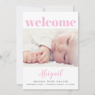 Faire-part Baby Girl Simple Moderne Multi Photo Rose Naissanc