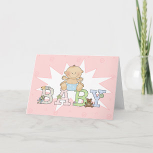 Faire-part Baby Girl with Pink Background Blank New Baby
