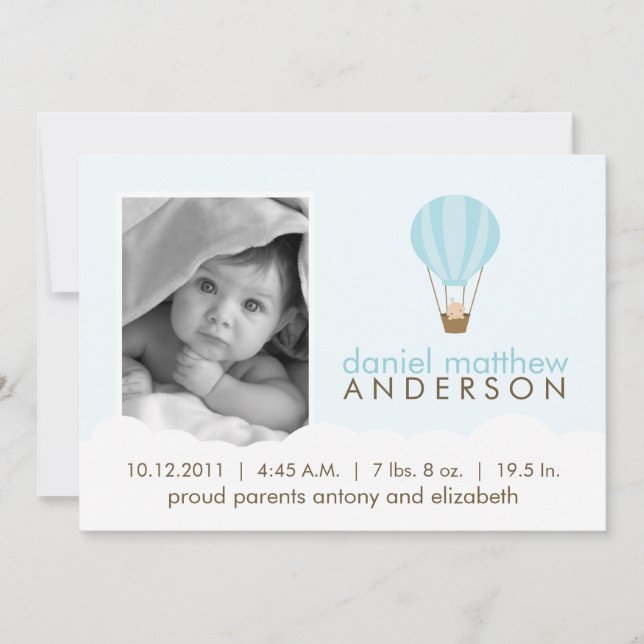 Faire-part Baby in Hot Air Balloon Annonces de naissance (Devant)