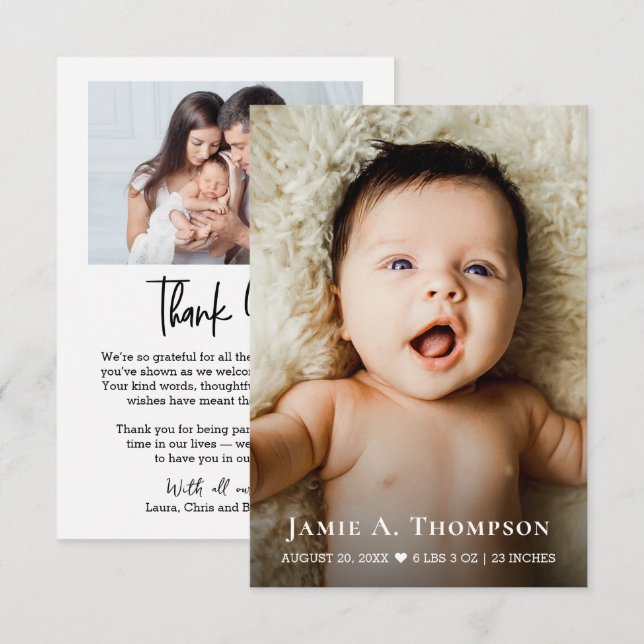 Faire-part Baby Photo Heart Modern Birth announcement small (Devant / Derrière)