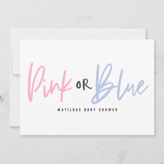 Faire-part Baby shower beigne rose ou bleu (Devant)