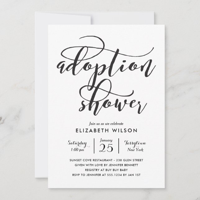 Faire-part Baby shower d'adoption de script Whimsical Invitat (Devant)