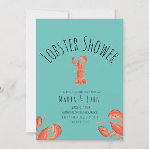 Faire-part Baby shower de fête du homard aquarelle Crabe Turq