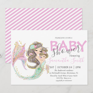 Faire-part Baby shower de sirène sous la mer