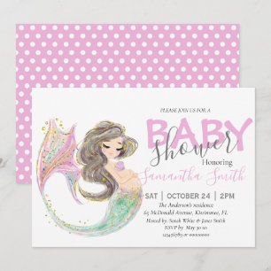 Faire-part Baby shower de sirène sous la mer