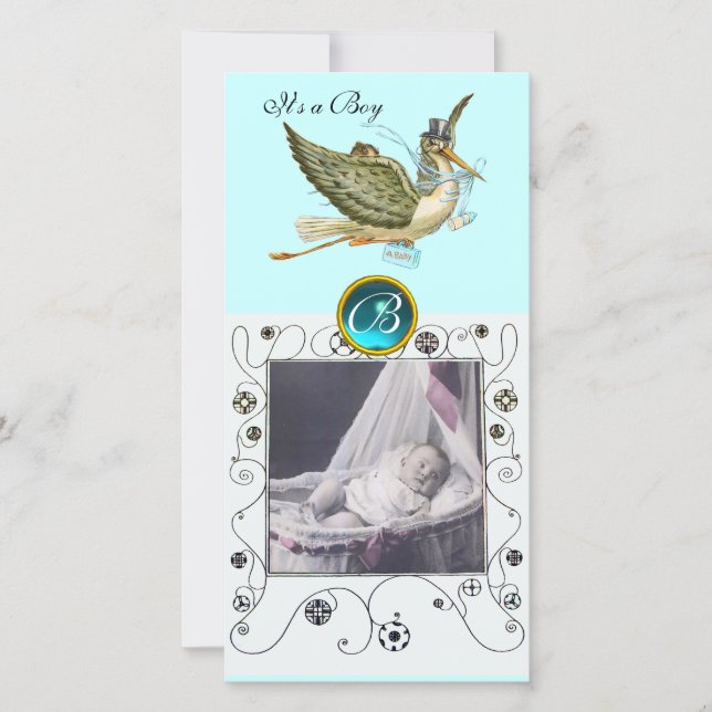 Faire-part BABY SHOWER DE STORE SWIRLS MONOGRAM aquamarine (Devant)