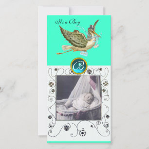 Faire-part BABY SHOWER DE STORE SWIRLS MONOGRAM aquamarine