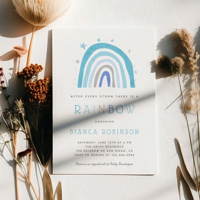 Faire-Part Baby Shower Miracle Baby Blue Rainbow B (Créateur téléchargé)
