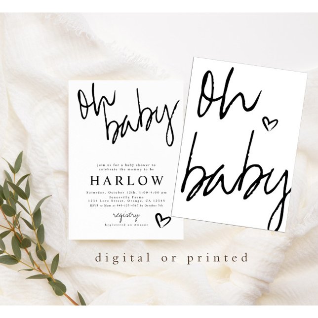Faire-part Baby shower moderne Oh Baby Genre Neutre Invitatio (Créateur téléchargé)