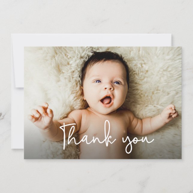 Faire-part Baby shower photo moderne Merci naissance (Devant)