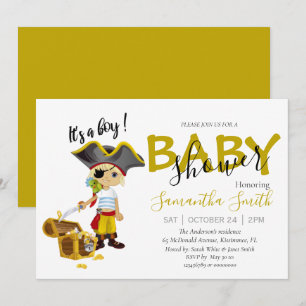 Faire-part Baby shower pirate garçon