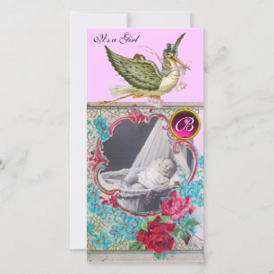 Faire-part BABY SHOWER STORE MONOGRAM, rubis