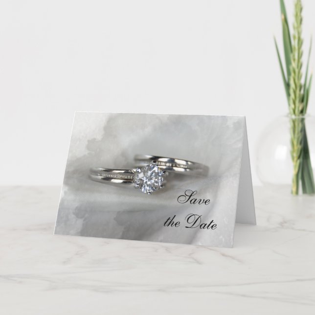 Faire-part Bagues mariages sur gris Enregistrer la date (Devant)