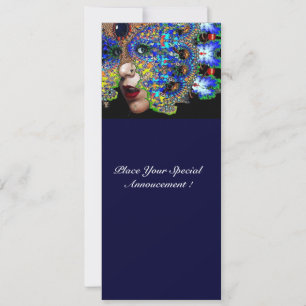 Faire-part Bal Masquerade Mardi Gras EPHÉMÉRAL, Masque Bleu