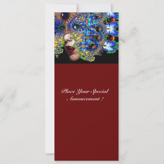 Faire-part Bal Masquerade Mardi Gras EPHÉMÉRAL, Masque Bleu (Devant)