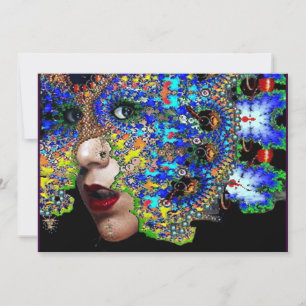 Faire-part Bal Masquerade Mardi Gras EPHÉMÉRAL, Masque Bleu