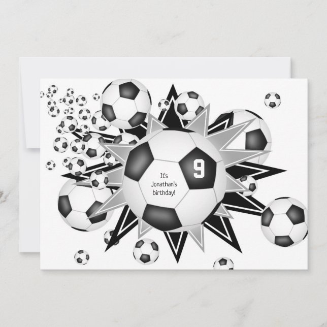 Faire-part ballon de soccer souffle enfants sportifs stars an (Devant)