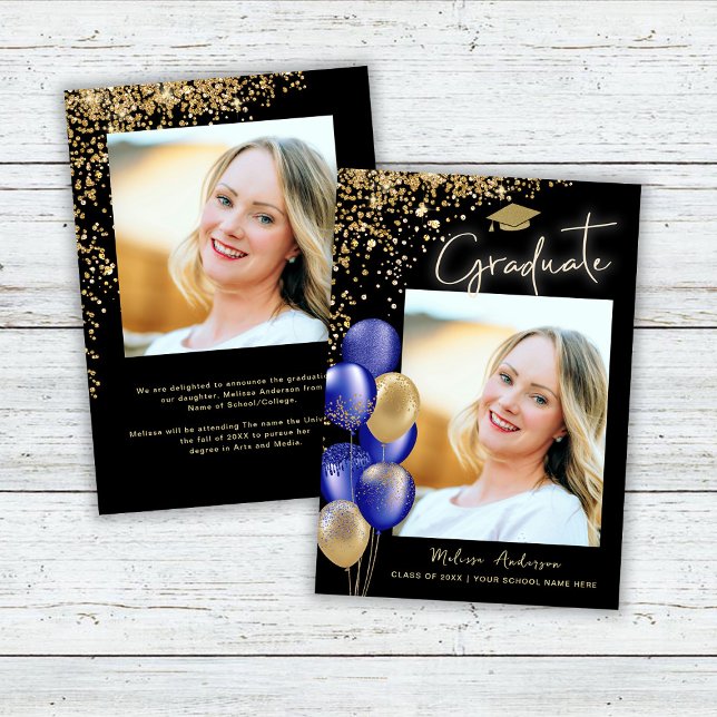 Faire-part Ballons de la Marine Bleue Gold (Créateur téléchargé)