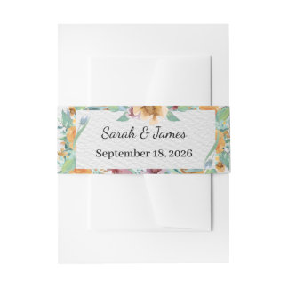 Faire-part Bandeau de mariage floral bleu poussiéreux pour in