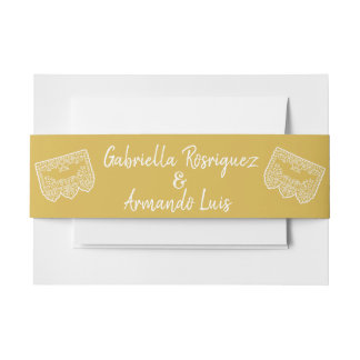 Faire-part Bandeau de mariage moderne jaune moutarde