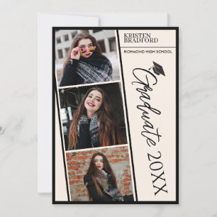 Faire-part Bandes Photo Simple Moderne Bige Graduation