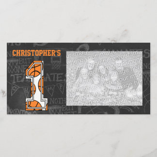 Faire-part Basketball Chalkboard Photo 1er anniversaire