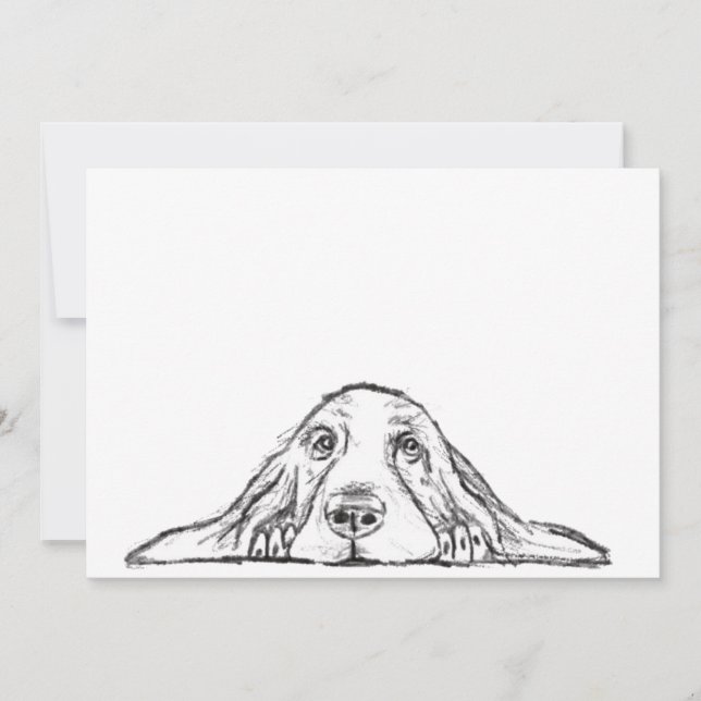 Faire-part basset blanc (Devant)