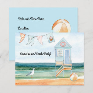 Faire-part Beach Hut Seagull et Beach Ball Party