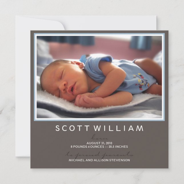 Faire-part bébé à cadre simple (Devant)