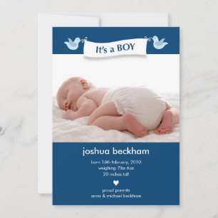 Faire-part Bébé bannière oiseau annonce photo de naissance