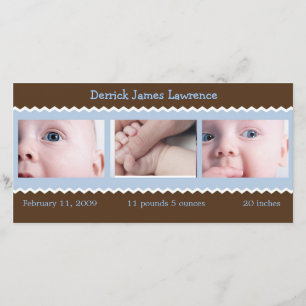 Faire-part bébé bleu et Brown