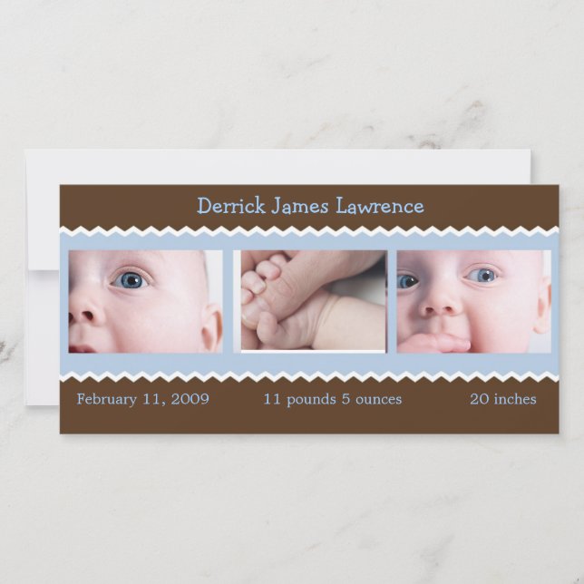 Faire-part bébé bleu et Brown (Devant)